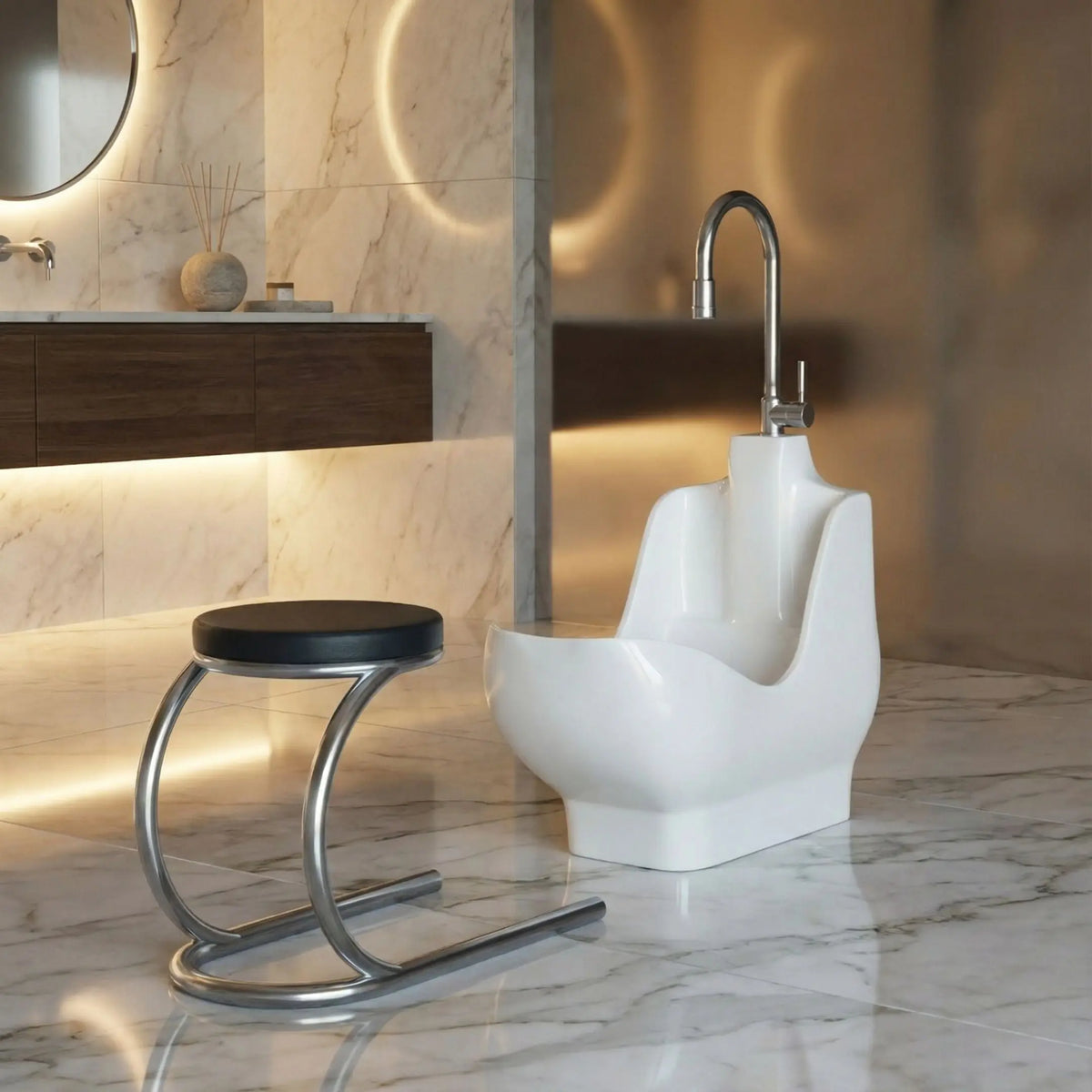 Wudu Basin with Chair for Comfortable Seated Ablution