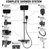 Novera Global Smart Shower Panel Set, Triflow Functions-Overhead Rain Shower + Hand Shower + Waterfall Tub Spout | 5-Year Warranty | Mixer with Hot & Cold Dual Knob, Adjustable Height Shower System, Wall Mounted Shower (Brushed Gunmetal)