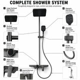Smart Shower Panel Set, Triple Flow Functions, Wall-Mount Chrome Finish | 5-Year Warranty | Mixer with Hot & Cold Dual Knob, Adjustable Height Shower Panel (Brushed Gunmetal) Novera Global