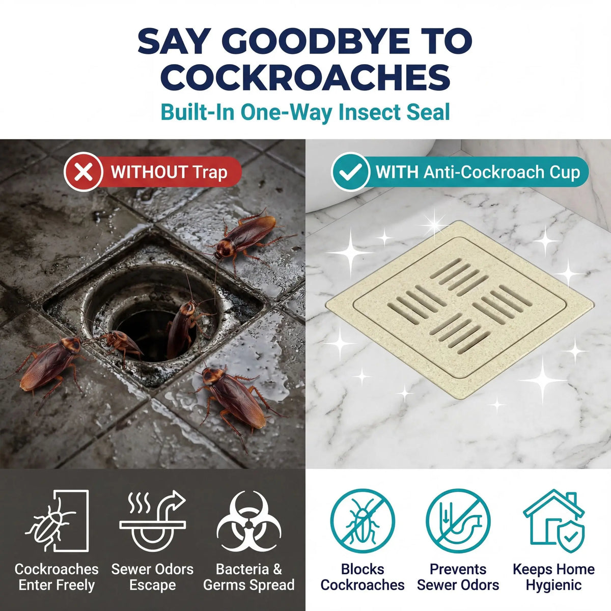 Luxury Anti-Cockroach Ceramic Drain Jali for Premium Bathrooms and Wet Areas