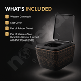 Novera Global Rimless Wall-Hung Commode | Ceramic Western Toilet with Soft-Close Seat Cover | 5-Year Warranty | P-Trap Wall-Mounted Bathroom WC | Antibacterial Washdown Flush | Satin Finish