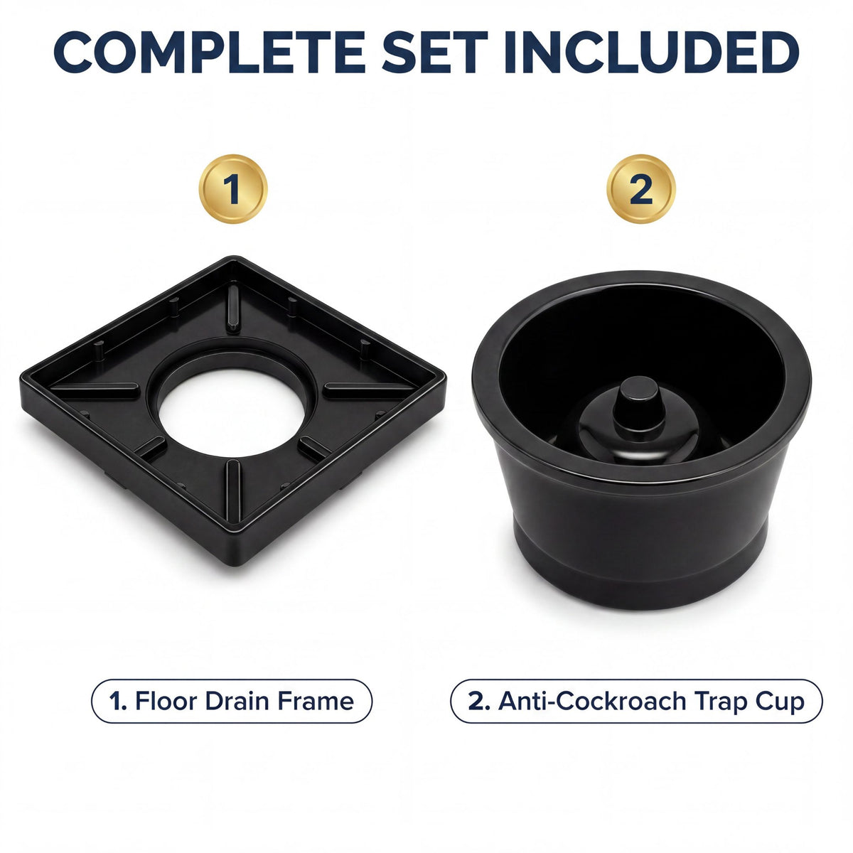 Novera Global Ceramic Square Tile Insert Floor Drain with Anti-Cockroach Trap Cup | Invisible Bathroom Drain Jali | 10-Year Warranty | Rust & Fade Proof Floor Waste Drain for Shower & Balcony (Black)