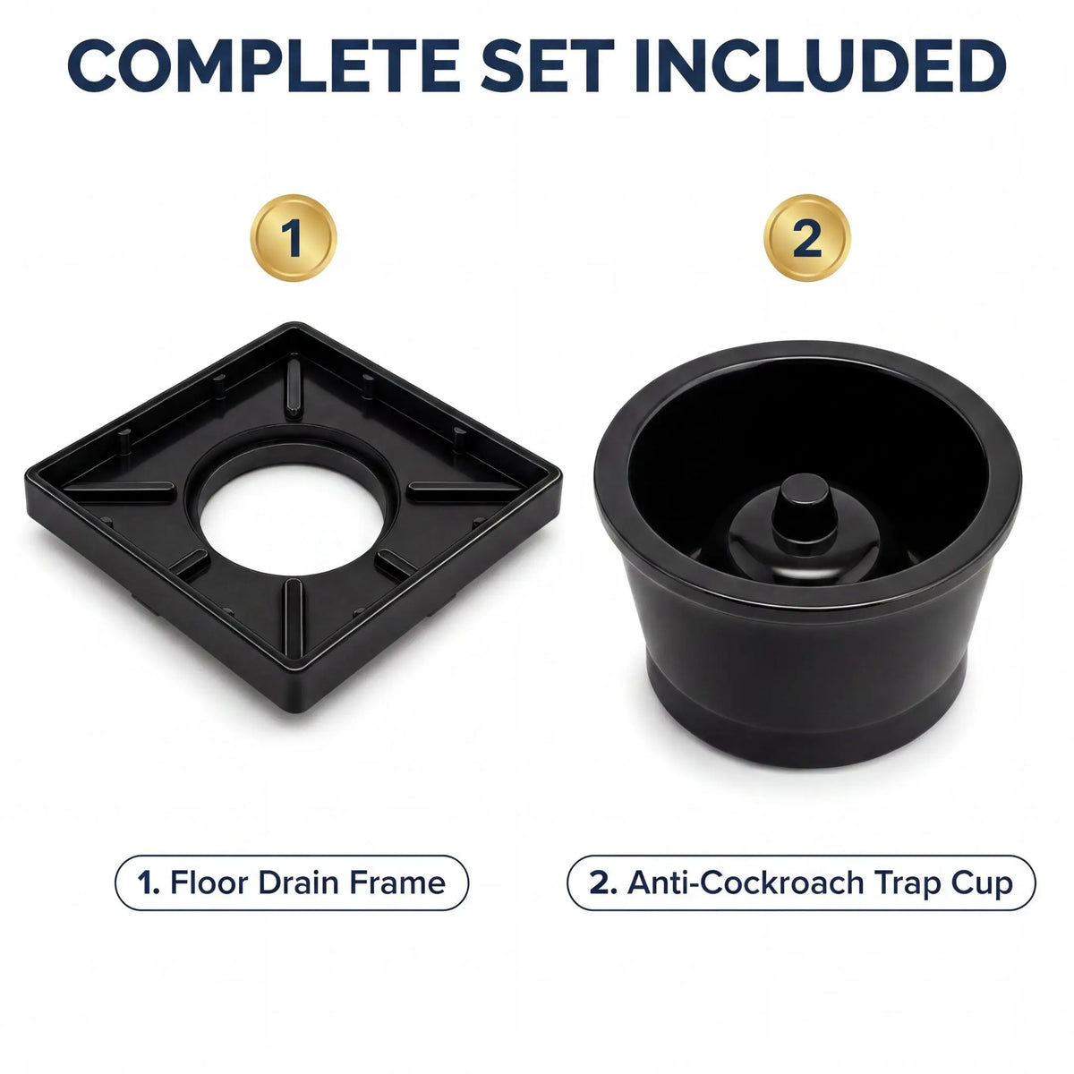 Novera Global Ceramic Square Tile Insert Floor Drain with Anti-Cockroach Trap Cup | Invisible Bathroom Drain Jali | 10-Year Warranty | Rust & Fade Proof Floor Waste Drain for Shower & Balcony (Black) Novera Global