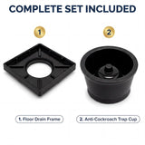 Novera Global Ceramic Square Tile Insert Floor Drain with Anti-Cockroach Trap Cup | Invisible Bathroom Drain Jali | 10-Year Warranty | Rust & Fade Proof Floor Waste Drain for Shower & Balcony (Black) Novera Global