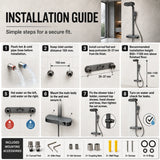 Rain Shower Set for Bathroom –3-in-1 Function Panel Overhead Rain & Hand Shower, Waterfall Spout | Mixer with Hot & Cold Dual Knob, Adjustable Height Shower, Wall-Mounted (Gunmetal Grey) Novera Global