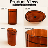 Novera Global Lucent Pedestal Wash Basin | 10-Years Warranty | Premium Imported Translucent Amber Resin Freestanding Bathroom Basin | High Gloss Finish | Included Accessor Drainer, 500 x 320 x 850 mm