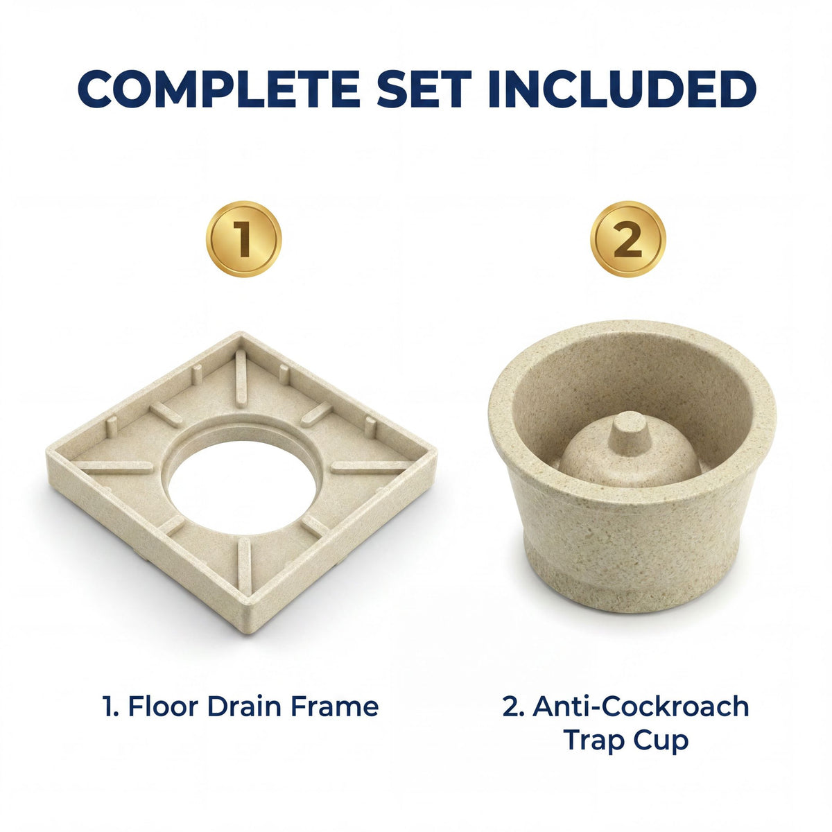 Novera Global Ceramic Square Tile Insert Floor Drain with Anti-Cockroach Trap Cup | Invisible Bathroom Drain Jali | 10-Year Warranty | Rust & Fade Proof Floor Waste Drain for Shower & Balcony (Marble)