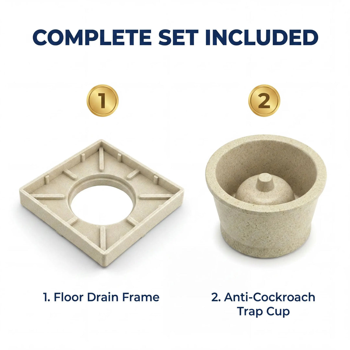 Premium Invisible Tile Insert Floor Drain Complete Set with Anti-Cockroach Trap Cup