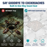 Novera Global Ceramic Square Tile Insert Floor Drain with Anti-Cockroach Trap Cup | Invisible Bathroom Drain Jali | 10-Year Warranty | Rust & Fade Proof Floor Waste Drain for Shower & Balcony (White) Novera Global