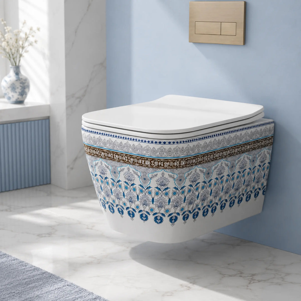 Novera Artistic Blue Wall Hung Toilet Dimensions and Specifications