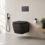Luxury Black Wall Hung Western Toilet in Modern Bathroom