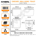Novera Global Rimless Wall-Hung Commode | Ceramic Western Toilet with Soft-Close Seat Cover | 5-Year Warranty | P-Trap Wall-Mounted Bathroom WC | Antibacterial Washdown Flush (White Textured) Novera Global
