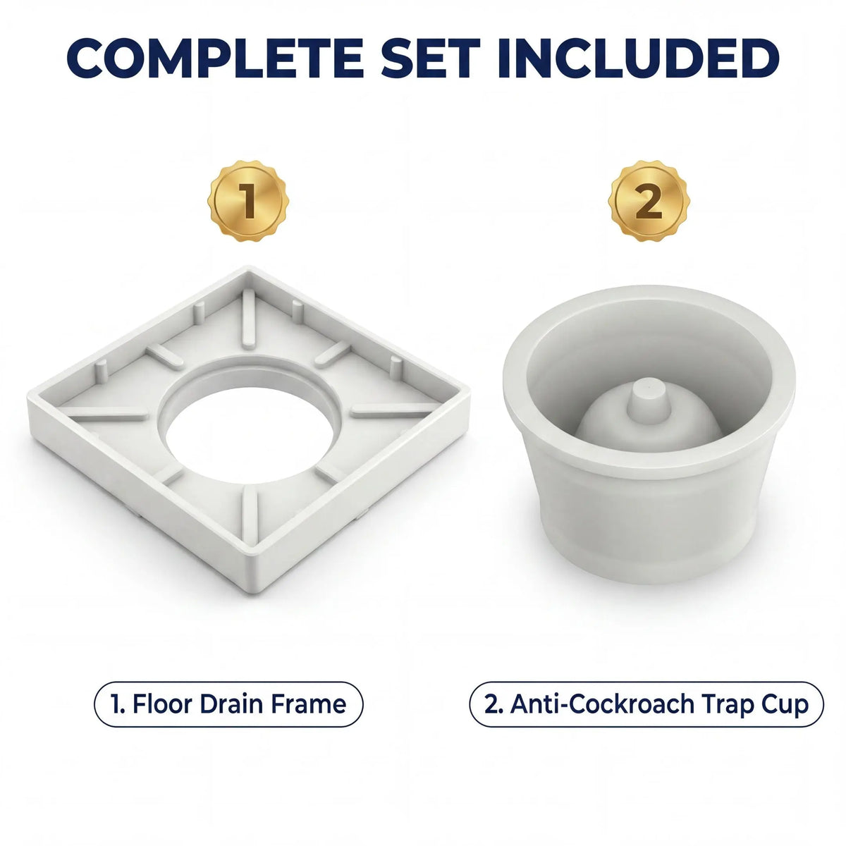 Novera Global Ceramic Square Tile Insert Floor Drain with Anti-Cockroach Trap Cup | Invisible Bathroom Drain Jali | 10-Year Warranty | Rust & Fade Proof Floor Waste Drain for Shower & Balcony (White) Novera Global