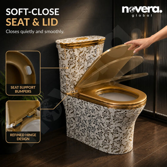 Soft Close Seat Cover on Royal Flora Gold One Piece Toilet