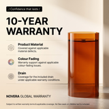 Novera Global Lucent Pedestal Wash Basin | 10-Years Warranty | Premium Imported Translucent Amber Resin Freestanding Bathroom Basin | High Gloss Finish | Included Accessor Drainer, 500 x 320 x 850 mm