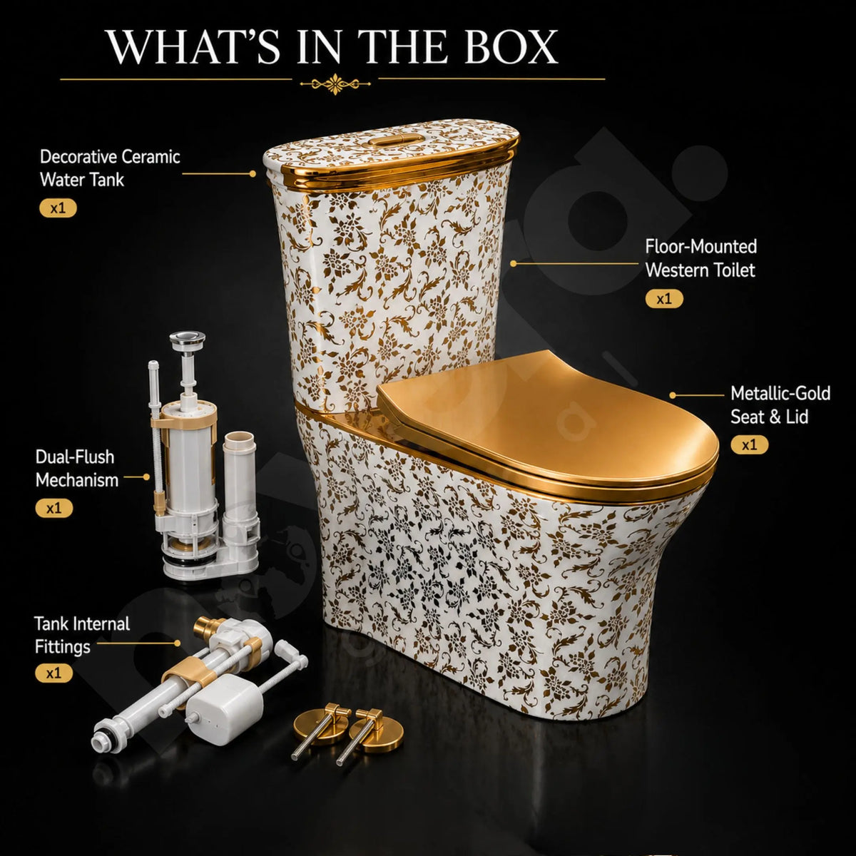 Novera Royal Flora Gold Toilet Package Contents