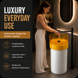 Novera Global Amber Freestanding Pedestal Wash Basin | 10-Years Warranty | Imported Resin & Solid Surface Floor Standing Designer Basin | Transparent Yellow Bawl | Drainer Included, 450 x 450 x 900 mm