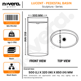 Novera Global Lucent Pedestal Wash Basin | 10-Years Warranty | Premium Imported Translucent Amber Resin Freestanding Bathroom Basin | High Gloss Finish | Included Accessor Drainer, 500 x 320 x 850 mm
