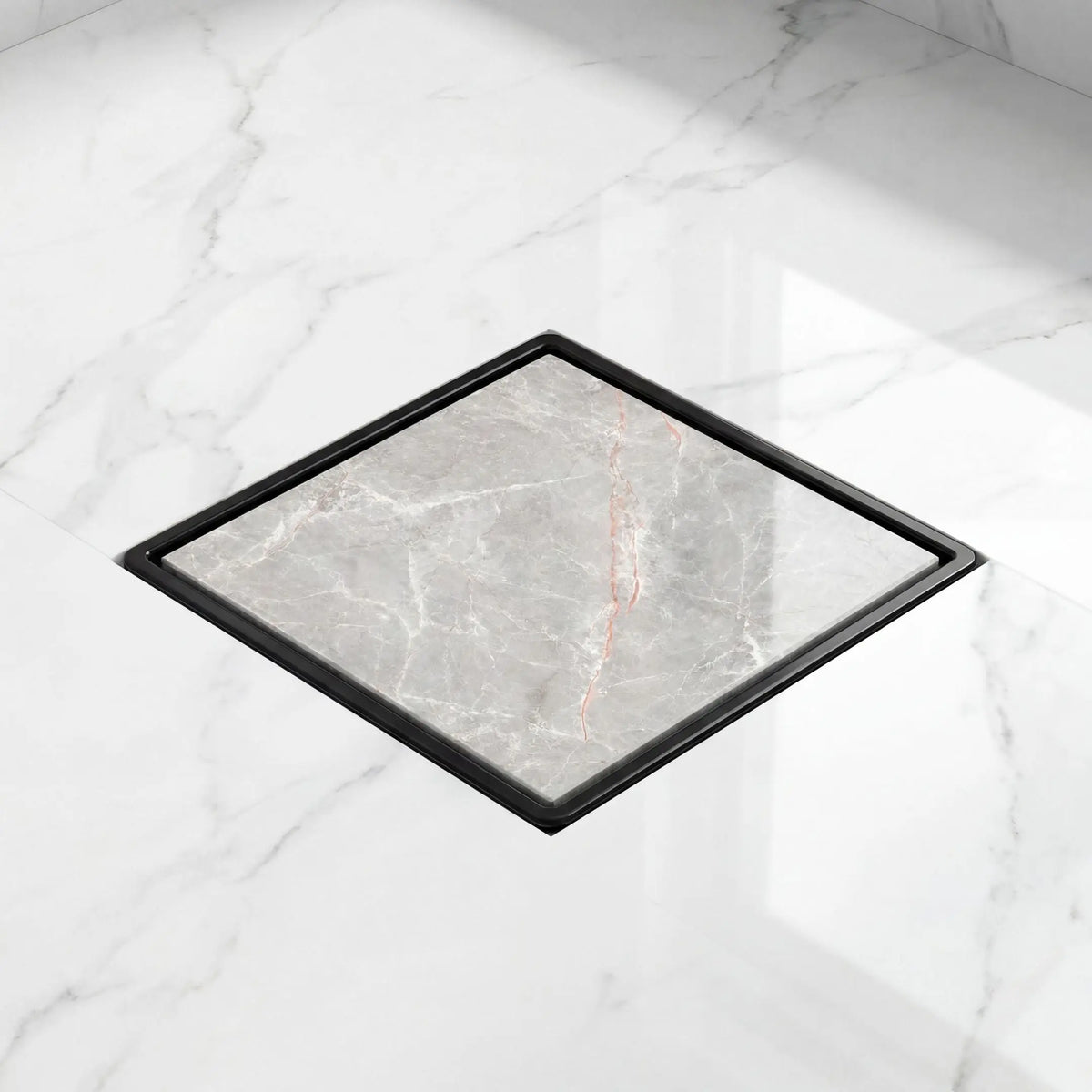 Novera Global Ceramic Square Tile Insert Floor | Invisible Bathroom Drain Jali | 10-Year Warranty | odor blocker drain | Rust & Fade Proof Floor Waste Drain for Shower, Kitchen & Balcony (Black) Novera Global