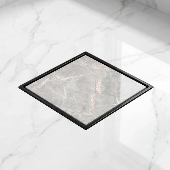 Novera Global Ceramic Square Tile Insert Floor | Invisible Bathroom Drain Jali | 10-Year Warranty | odor blocker drain | Rust & Fade Proof Floor Waste Drain for Shower, Kitchen & Balcony (Black) Novera Global