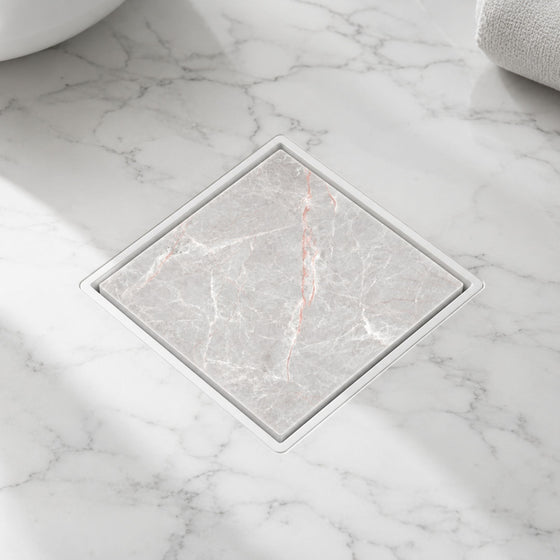 Novera Global Ceramic Square Tile Insert Floor | Invisible Bathroom Drain Jali | 10-Year Warranty | odor blocker drain | Rust & Fade Proof Floor Waste Drain for Shower, Kitchen & Balcony (White) Novera Global