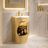 Royal Gold Ceramic Wudu Basin with Freestanding Pedestal