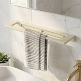 Towel rack with a towel hanging on it in a bathroom setting