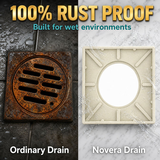 Novera Global Ceramic Square Tile Insert Floor | Invisible Bathroom Drain Jali | 10-Year Warranty | odor blocker drain | Rust & Fade Proof Floor Waste Drain for Shower, Kitchen & Balcony (Marble)