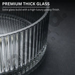 Close-up of a premium thick glass product with text highlighting its features.