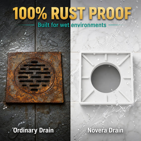 Novera Global Ceramic Square Tile Insert Floor | Invisible Bathroom Drain Jali | 10-Year Warranty | odor blocker drain | Rust & Fade Proof Floor Waste Drain for Shower, Kitchen & Balcony (White)