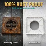 Novera Global Ceramic Square Tile Insert Floor | Invisible Bathroom Drain Jali | 10-Year Warranty | odor blocker drain | Rust & Fade Proof Floor Waste Drain for Shower, Kitchen & Balcony (White) Novera Global