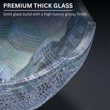 Close-up of a premium thick glass product with a high-luxury glossy finish on a dark background.