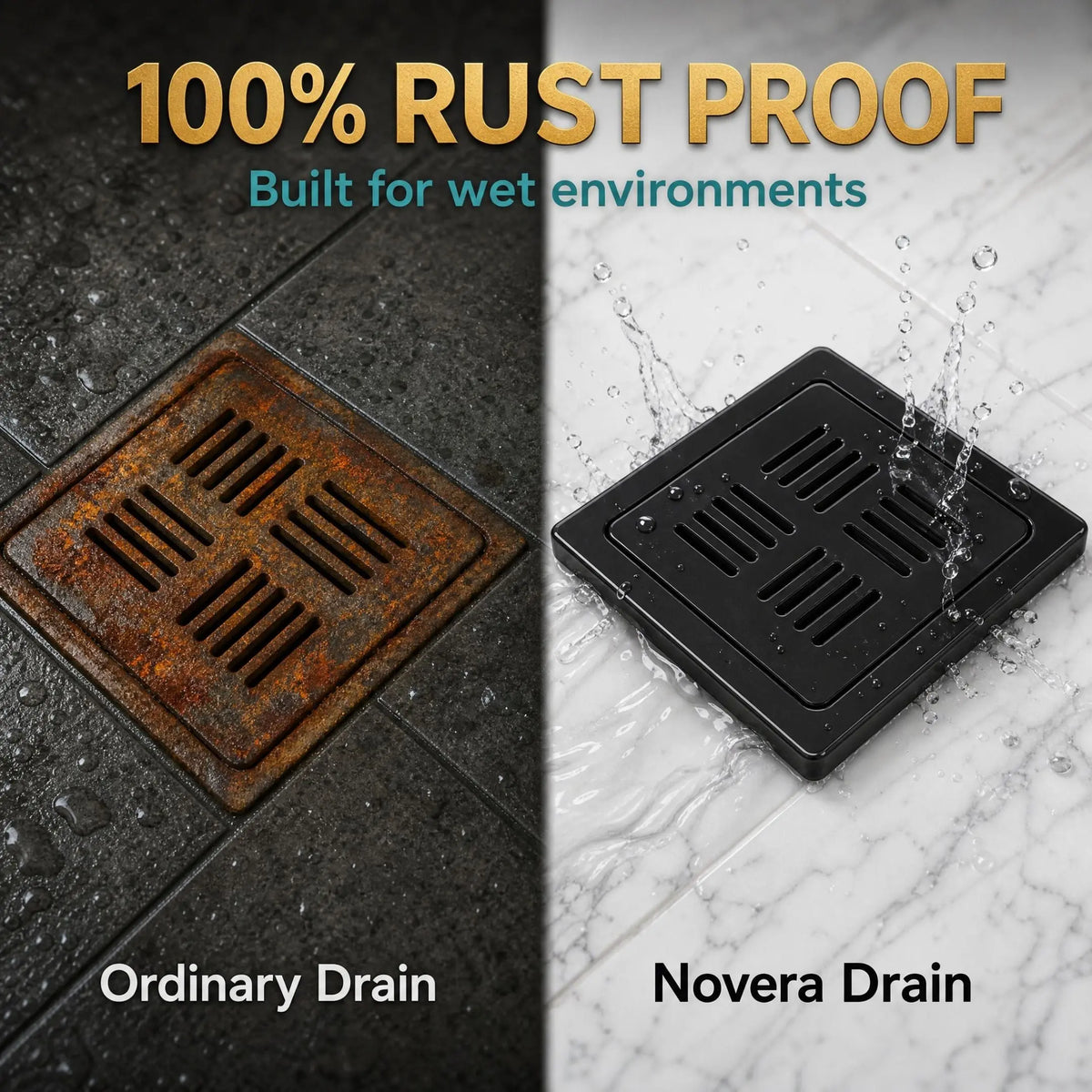 Premium 100% Rust-Proof Black Ceramic Floor Drain – Luxury Designer Bathroom Drain Cover