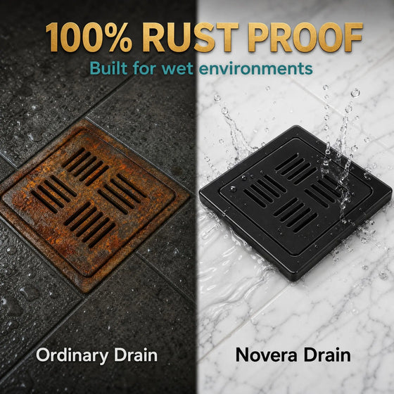 Premium 100% Rust-Proof Black Ceramic Floor Drain – Luxury Designer Bathroom Drain Cover