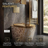 Tokyo Wall Hung Western Toilet | Ceramic Wall Mounted Commode with UF Soft Close Seat (Gold & White) – Novera Global Novera Global