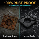 Novera Global Ceramic Square Tile Insert Floor Drain with Anti-Cockroach Trap Cup | Invisible Bathroom Drain Jali | 10-Year Warranty | Rust & Fade Proof Floor Waste Drain for Shower & Balcony (Black) Novera Global