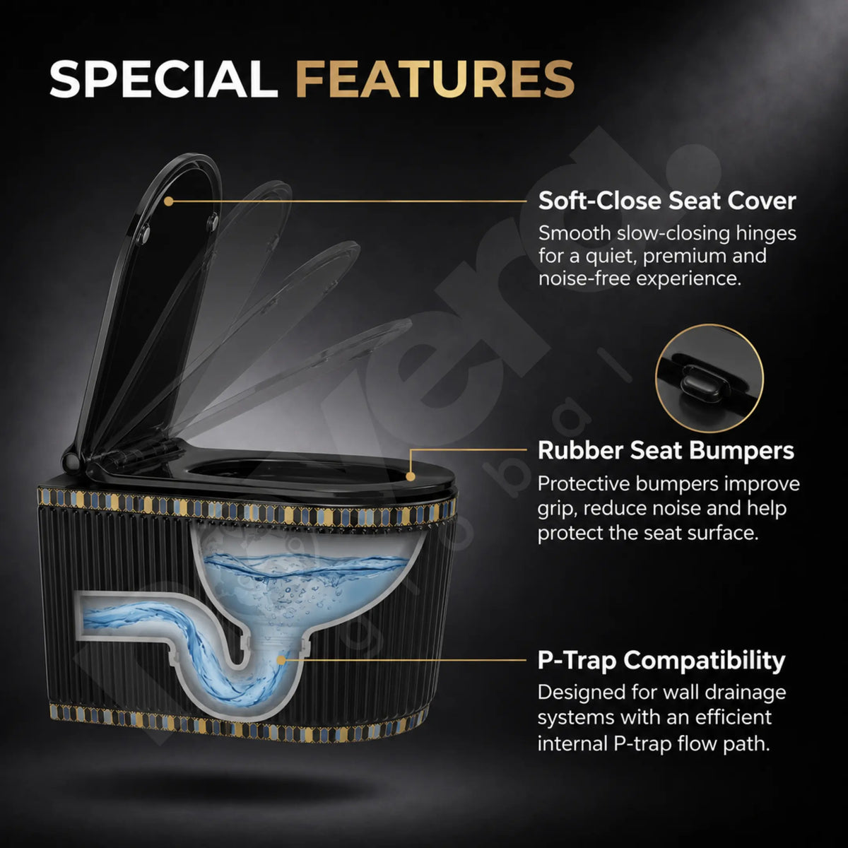 Premium Features of Novera Obsidia Wall Hung Toilet