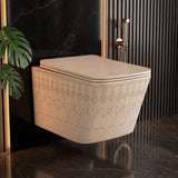 Novera Khaki Beige Wall Hung Western Toilet with Artistic Engraved Design