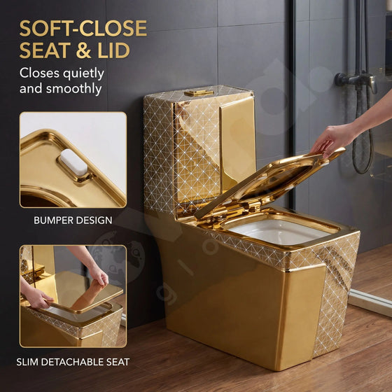 Soft Close Seat Cover on Royal Prism Gold One Piece Toilet