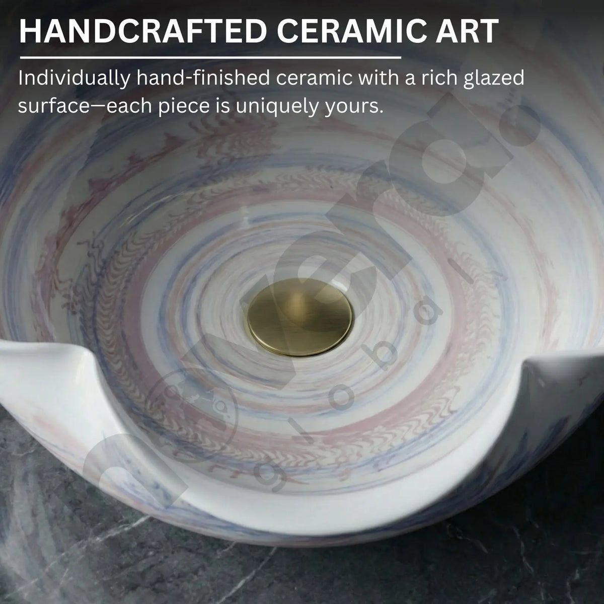 Handcrafted ceramic art piece with a rich glazed surface on a dark background