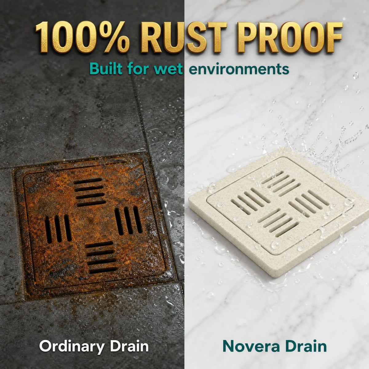 Premium 100% Rust-Proof Ceramic Floor Drain – Royal Bathroom Drain Cover