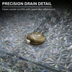 Close-up of a crystal-like surface with a precision drain detail.