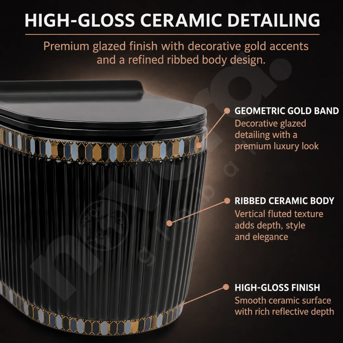 Anti Bacterial Glazed Black Wall Mounted Western Toilet