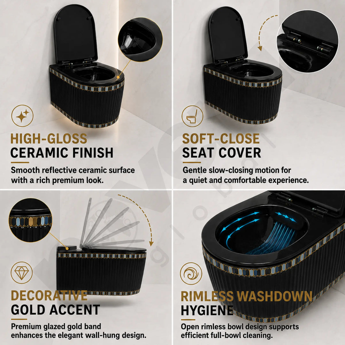 Silent Soft Close Seat with High Load Capacity Toilet