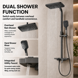 Novera Global Smart Shower Panel Set, Triflow Functions-Overhead Rain Shower + Hand Shower + Waterfall Tub Spout | 5-Year Warranty | Mixer with Hot & Cold Dual Knob, Adjustable Height Shower System, Wall Mounted Shower (Brushed Gunmetal)