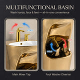 Multifunctional Royal Gold Wudu Basin with Dual Water Outlet