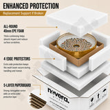 Novera Global Pearlwing Round Table Top Wash Basin with Butterfly Design, Mirror Gold & White Ceramic, 5-Year Warranty Novera Global