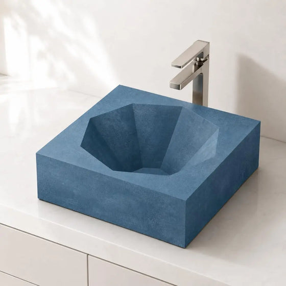 NOVERA Diamond Steel Blue Ceramic Vessel Sink for Modern Bathroom Vanity