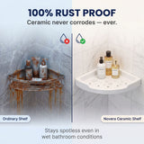 100% Rust Proof White Ceramic Corner Shelf – Premium Bathroom Wall Organizer