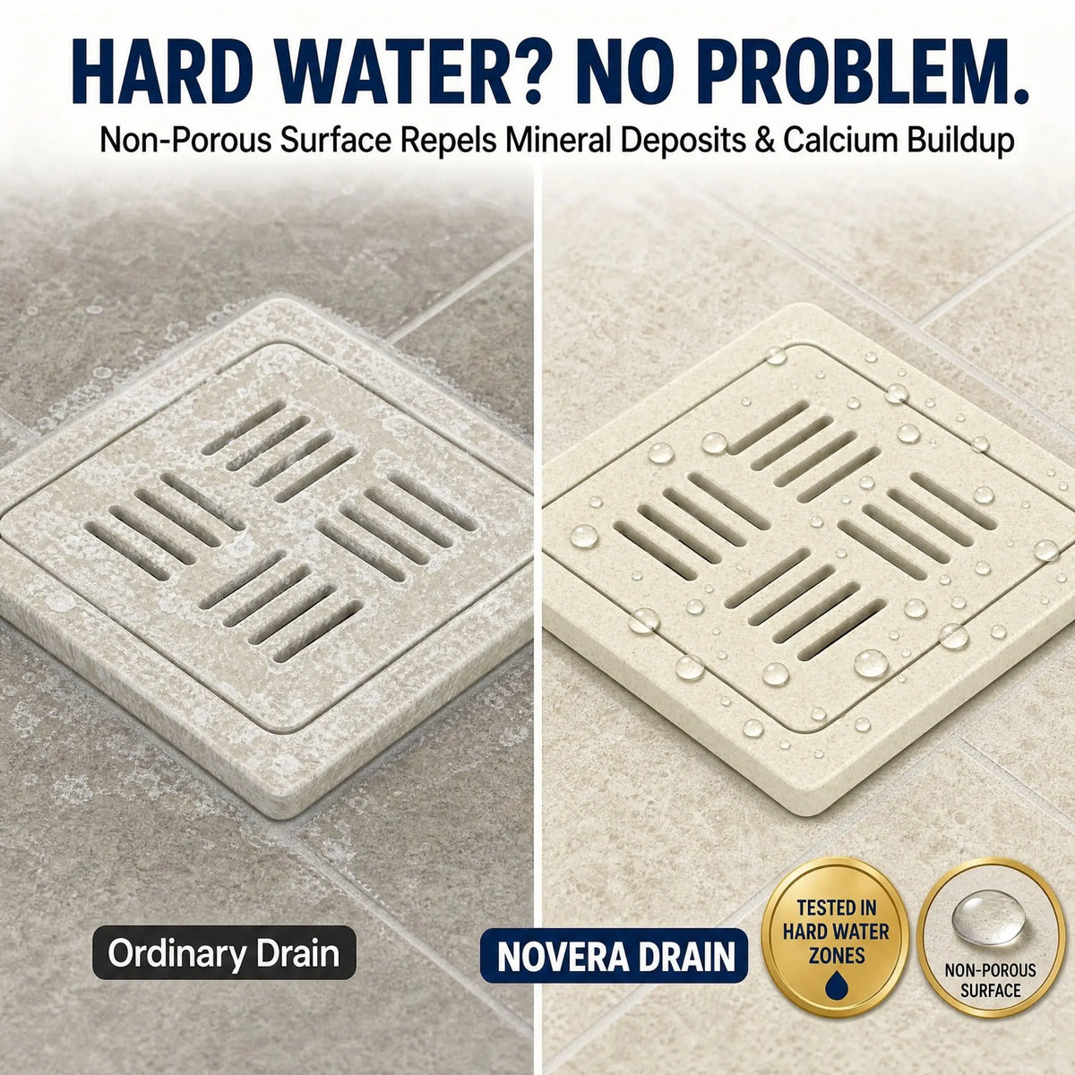 Premium Hard Water Resistant Ceramic Floor Drain – Luxury Bathroom Drain Solution
